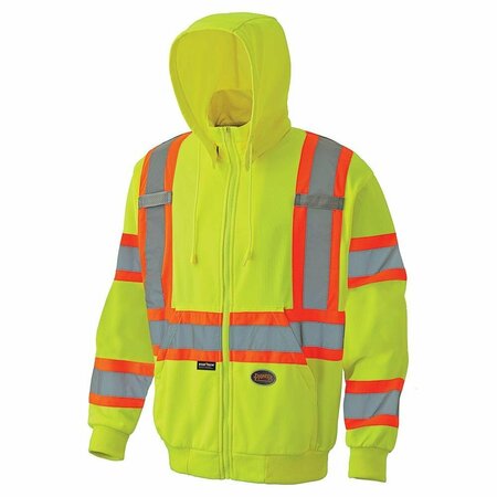 PIONEER Fleece Safety Hoodie, Hi-Vis Yellow, S V1060560U-S